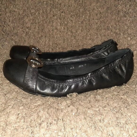 RUDSAK-Canadian Luxury-Soft Black Leather-Silver Logo-Ballet Flat-Sz37-Near Mint - Picture 2 of 7